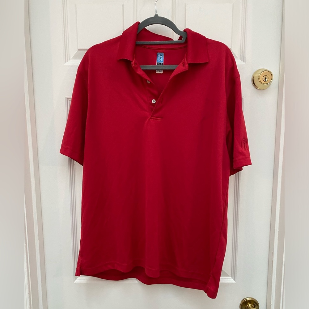 PGA Tour Vibrant Red Polo Shirt - Large